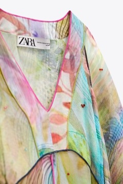 ZARA Limited Edition kolorowa zwiewna sukienka M-L