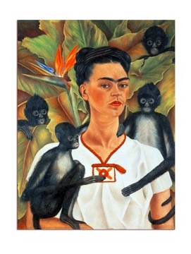 Frida Kahlo - Autoportret z małpami obraz płótno