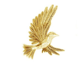Złoty Wróbel Koliber Rajski Ptak Wisiorek Mała Zawieszka na Łańcuszek Ag925