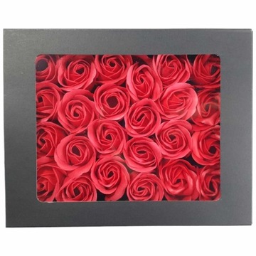 Pachnący Flower Box W PUDEŁKU z 24 Mydlanymi Różami Różowymi na Prezent
