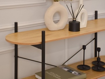 МОДНАЯ КОНСОЛЬ 120 LOFT НИЗКИЙ КНИЖНЫЙ ШКАФ 99СМ С ПОЛКАМИ INGRID, ДУБ, ЧЕРНАЯ РАМА