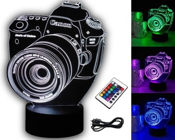 LAMPKA NOCNA APARAT CANON 3D LED RGB NA PREZENT