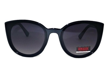 Damskie OKULARY Przeciwsłoneczne UV czarne KOCIE