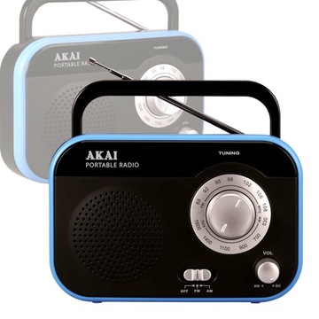 PRZENOŚNE RADIO ANALOGOWE FM AM Z ANTENĄ TELESKOPOWĄ AKAI PR003A-410B