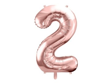 BALON FOLIOWY CYFRA 2 RÓŻOWE ZŁOTO 86 CM URODZINY