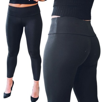Ocieplane legginsy damskie czarne getry stan S