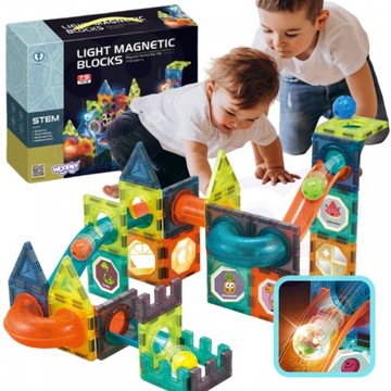 KLOCKI TOR MAGNETYCZNE KULKOWY ŚWIETLNY 75 EL.