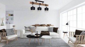 ЛЮСТРА ПОТОЛОЧНАЯ ПОДВЕСНАЯ СВЕТИЛЬНИК 015-3PLCS ДЕРЕВЯННЫЙ СТОЛ ОФИС ГОСТИНАЯ