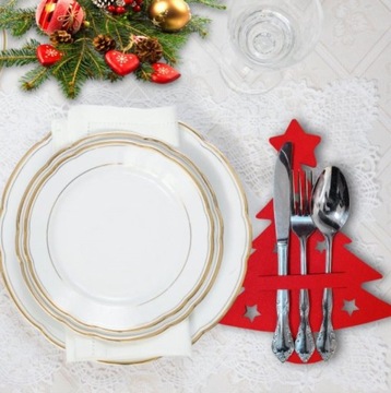 РОЖДЕСТВЕНСКИЙ ЧЕХОЛ ДЛЯ СТОЛОВЫХ ПРИБОРОВ Войлочный чехол РОЖДЕСТВЕНСКАЯ ЕЛКА УКРАШЕНИЕ РОЖДЕСТВЕНСКОГО СТОЛА