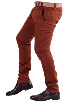Spodnie męskie rude zwężane chinosy MAURO r. 33