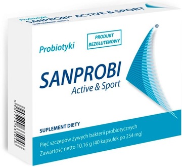 Sanprobi Active i Sport Probiotyki Bakterie kapsułki 40 kapsułek kaps.