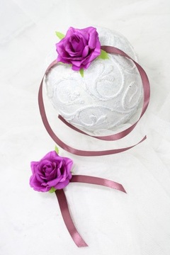 Ручной котильон в виде розы или КРАСНАЯ булавка для атласной бутоньерки