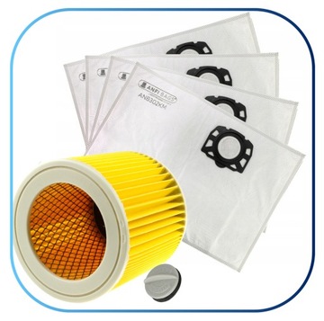 4 фильтр-мешка для пылесоса KARCHER KWD WD 3 KFI 357 V17 V15 V19 SE WD2 V12