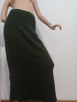 Tricot ciepła długa wełniana spódnica w ciemnej zieleni 1
