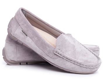 ZAMSZOWE SZARE MOKASYNY PROFILOWANA WKŁADKA 40