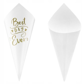 PAPIEROWE BIAŁE ROŻKI NA KONFETTI PŁATKI RÓŻ 10SZT