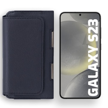 LEO ETUI CASE POKROWIEC KABURA FUTERAŁ SKÓRZANE do GALAXY S23 NIEBIESKI