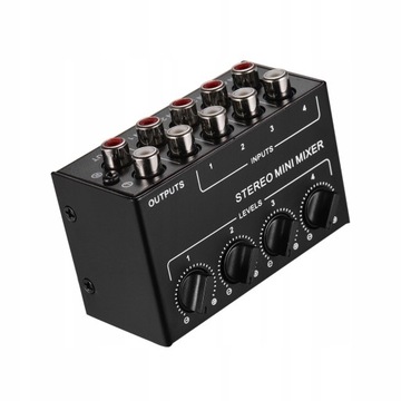 Mini Stereo Audio Mixer with 4-Channel RCA Inputs