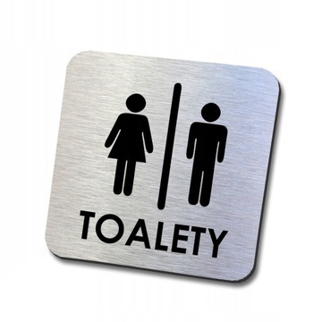 srebrna tabliczka informacyjna toalety