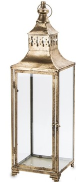 LAMPION LATARNIA ŚWIECZNIK METALOWY ZŁOTY L