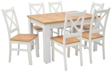 6x krzesło Krzyżak i stół 80x120/160 DĄB CRAFT