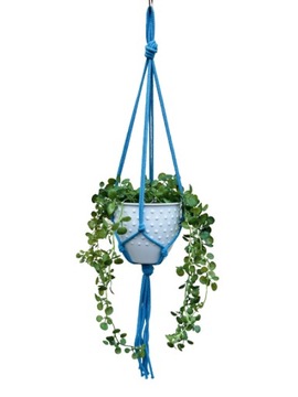 Kwietnik wiszący makrama ze sznurka boho NIEBIESKI