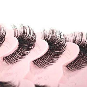 7 накладных ресниц на полоске «КОШАЧИЙ ГЛАЗ», шелк, толстые, длинные, мягкие, 7 пар