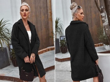 SHEIN PŁASZCZ CZARNY DAMSKI KLASYCZNY _ 38 M