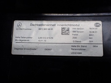 LAMPA INTERIÉR KABINY ORIGINÁLNÍ A9109006800 MERCEDES SPRINTER W907 W910 20R