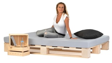 Łóżko z palet meble paletowe naturalne 200 x 200cm (M1_200x200_N)