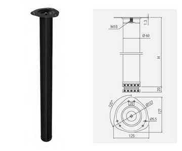 МАТОВО-ЧЕРНЫЕ НОЖКИ НАСТОЛЬНОГО СТОЛА, РЕГУЛИРУЕМЫЕ, ВЫСОТА 710ММ, 4 ШТ., СВЕРХВЫЕ