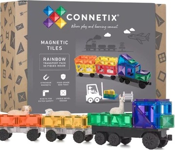 CONNETIX KLOCKI MAGNETYCZNE RAINBOW TRANSPORT PACK 50 KOLOROWYCH ELEMENTÓW