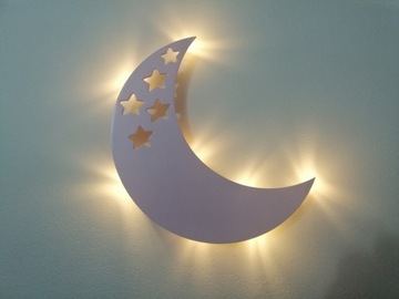 Lampka nocna KSIĘŻYC GWIAZDKI LED MDF 30 cm KOLORY
