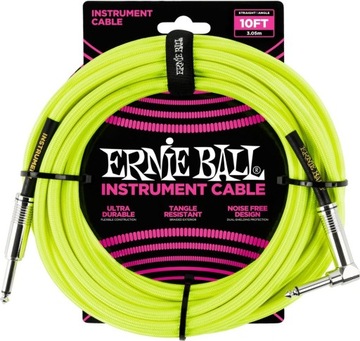 ERNIE BALL EB 6080 Kabel gitarowy prosty/kątowy 3,05