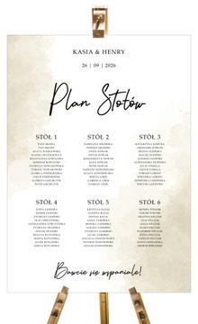 Plan stołów weselnych SUBTELNE plakat 50x70