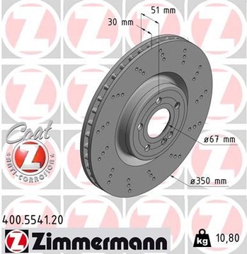 TARCZE ZIMMERMANN PRZÓD MERCEDES GLB X247 350mm