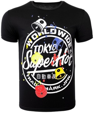 Koszulka męska t-shirt czarny TOKYO T1254 r. M