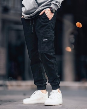 Spodnie bojówki cargo Jigga Wear Spodnie JiggaWear czarne joggery r. 6XL