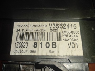 1Z0920810B PŘÍSTROJOVÁ DESKA BUDÍKY SKODA OCTAVIA II 2