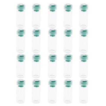 20x 10 ml pustych, zapieczętowanych szklanych fiolek z gumowym korkiem,