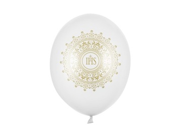 Balony IHS na komunię BIAŁY ze ZŁOTĄ HOSTIĄ 1 szt