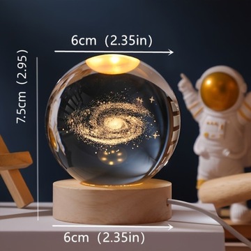 1 шт. 3D-луна/небесный хрустальный шар USB-кабель, деревянная основа