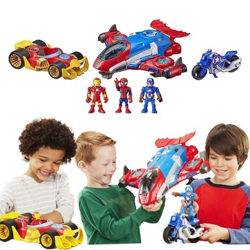SPIDEY ZESTAW 3 FIGUREK I POJAZDÓW AVENGERS SPIDERMAN IRON MAN i KAPITAN