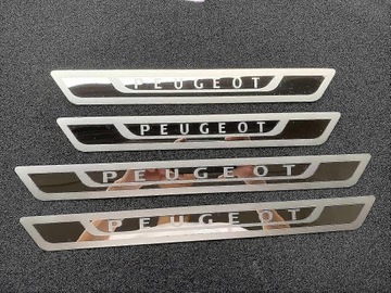 SADA 4 OCELOVÝCH KRYTŮ PRAHOV DVEŘE DO PEUGEOT 308 408 508 3008 2008