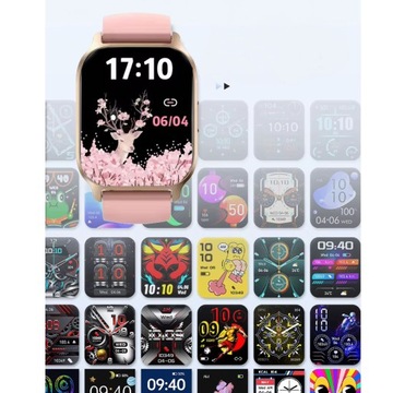 SMARTWATCH ZEGAREK POLSKIE MENU ROZMOWY SPORT SMART WATCH DAMSKI PINK SMS K