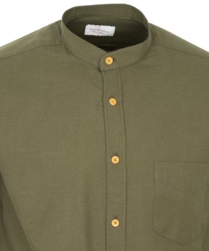 Хлопковая РУБАШКА, ЗЕЛЕНЫЙ ВОРОТНИК-СТОЙКА, XL SLIM