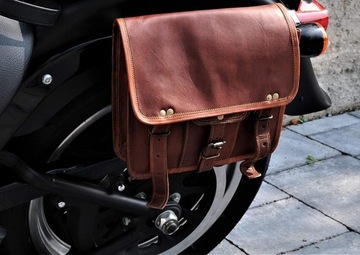Skórzana torba rowerowa styl vintage, torba podróżna ręcznie wykon prezent