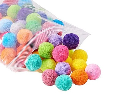 POMPONY DEKORACYJNE POLIESTROWE 1CM 30 SZT MIKS POMPON KULKI KOLOROWE