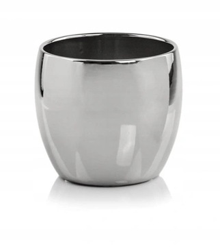 OSŁONKA CERAMICZNA KULA SREBRNA MAŁA DONICZKA NA KWIATY 11 CM
