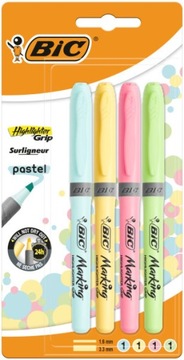 ХАЙЛАЙТЕР BIC HIGHLIGHTER GRIP 4 ПАСТЕЛЬНЫХ ЦВЕТА